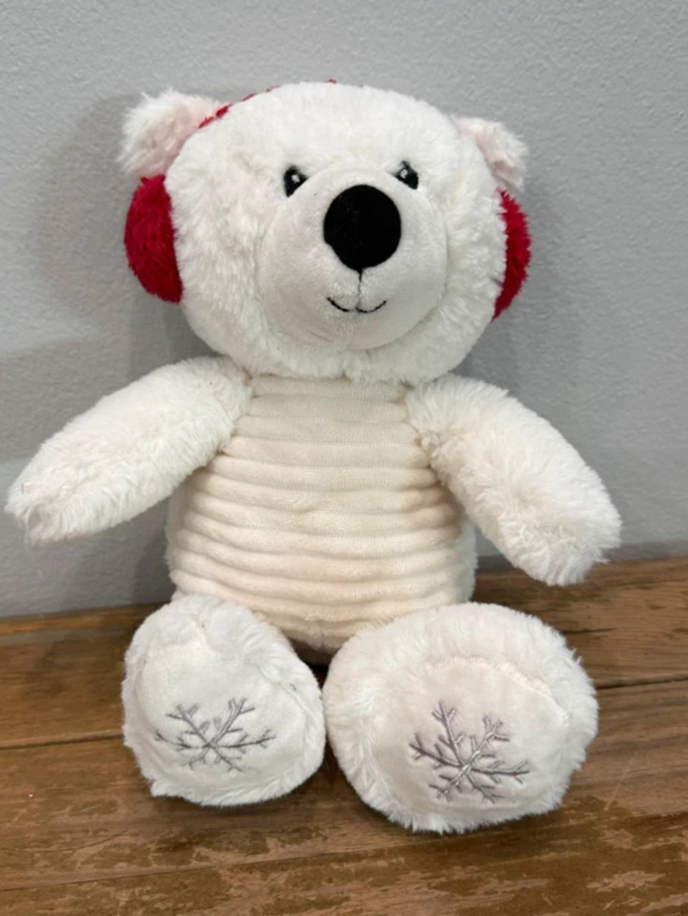 White and red plush teddy
